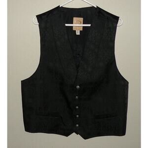Wah Maker Frontier Clothing Men’s XL Western Vest Black Paisley Cowboy Made USA